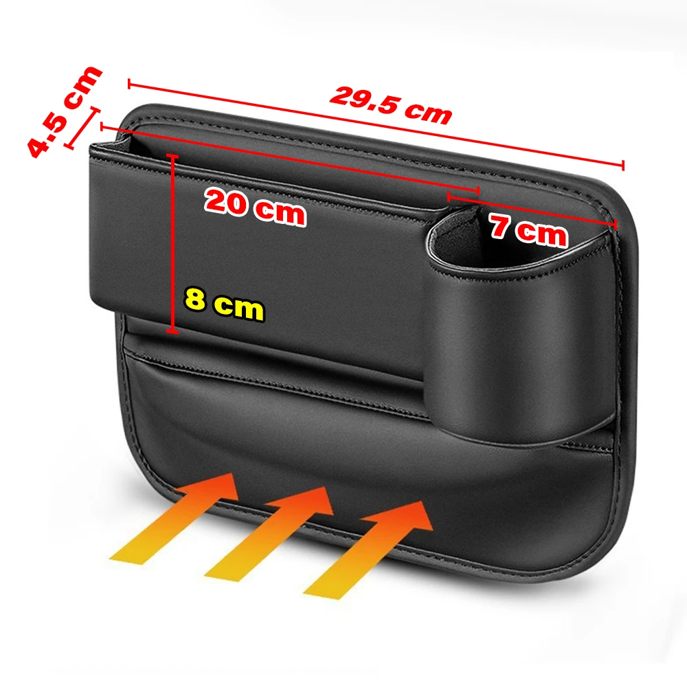Car Seat Gap Water Cup Holder Leather Universal Crevice Side Storage Box Driver Front Auto Seat Gap Filler Organizer In the Car view 6
