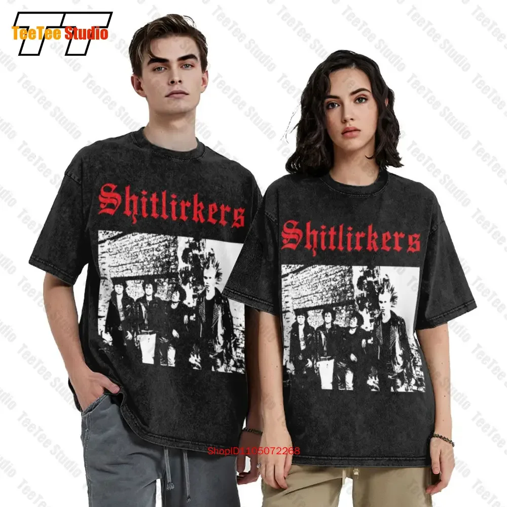 Vintage The Shitlickers Cracked Cop Skulls Anti Cimex Terveet Punk Rock Vintage Oversized T-Shirt P4CR