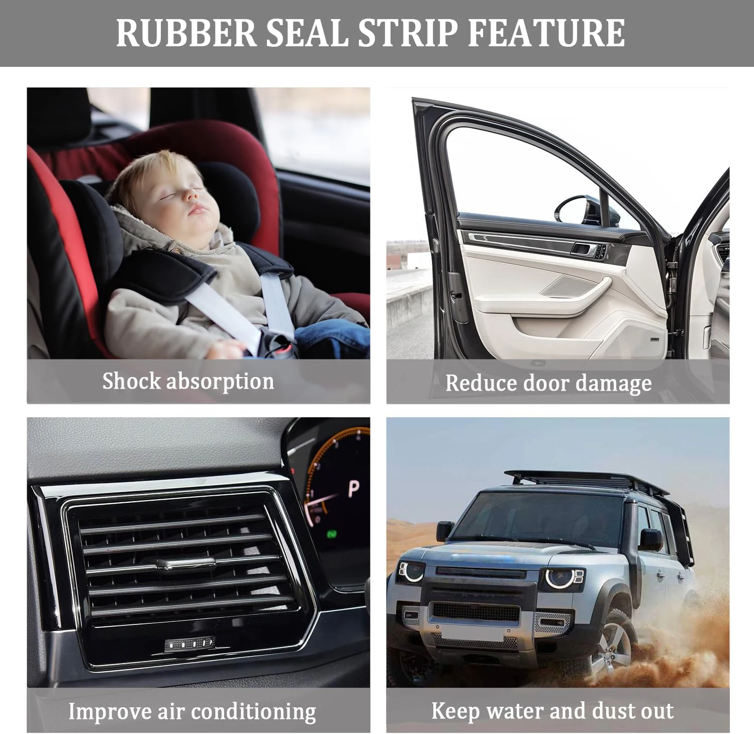 Car Door Seal Thickened Rubber Automotive Weather Stripping for Hoods Trunks Windows Universal Soundproof Car Weather Stripping