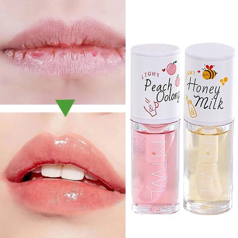 Peach Honey Lip Oil allevia il lucidalabbra idratante secco sbiadisce le linee delle labbra labbra labbra leggere ad acqua grande testina rossetto trucco coreano