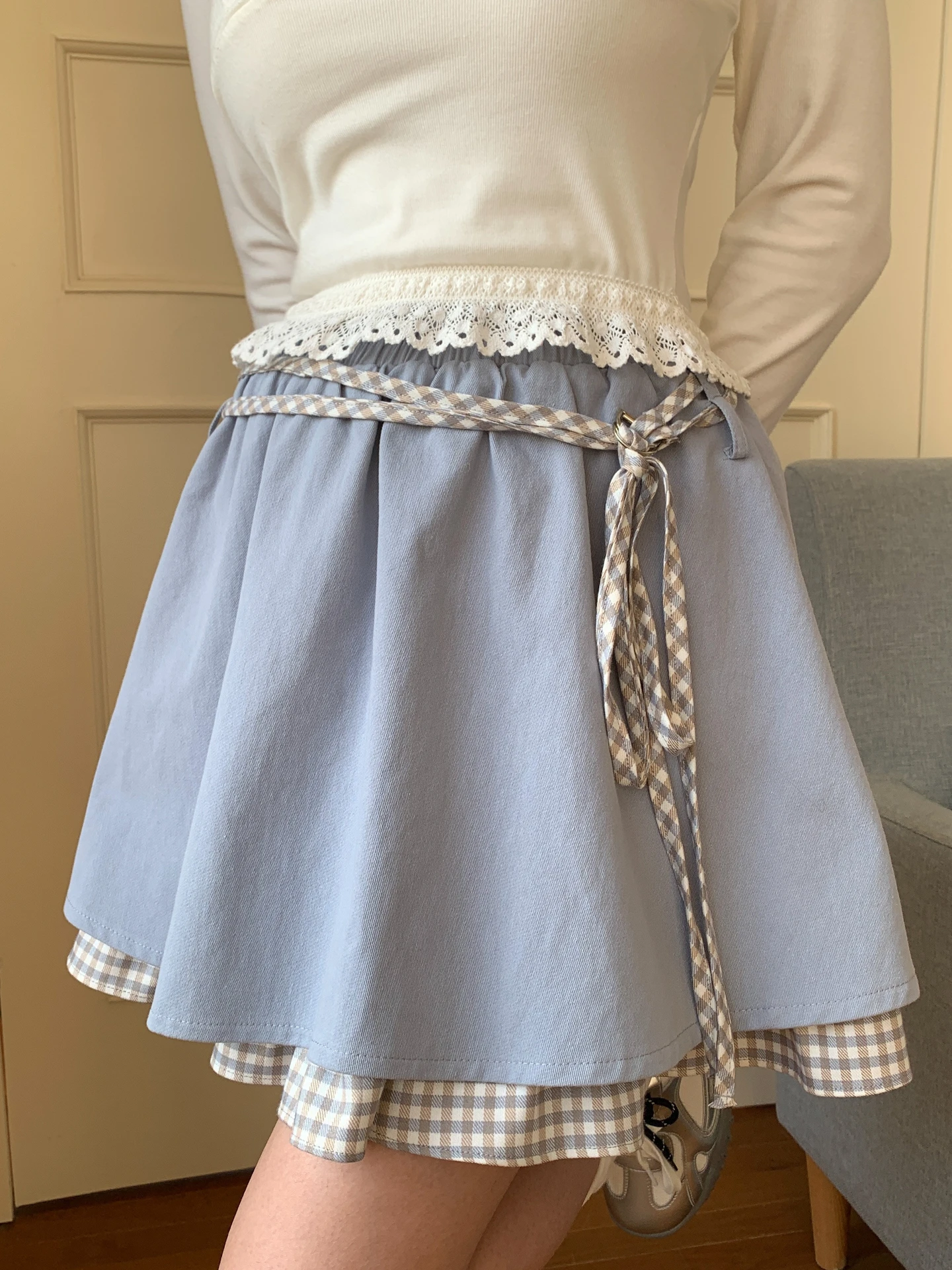 

Новая женская юбка А-силуэта с высокой талией, хлопковая, с лоскутным дизайном, эластичная, на весну-лето