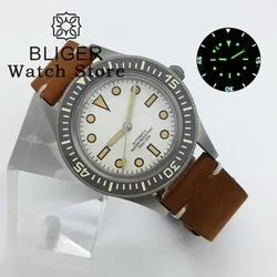 BLIGER Super C3 Lume Bezel Mark 40mm 50 FATHOMS Vintage Mechanical Diver Watch Men NH35A Domed Sapphire Glass  Sandblast Case