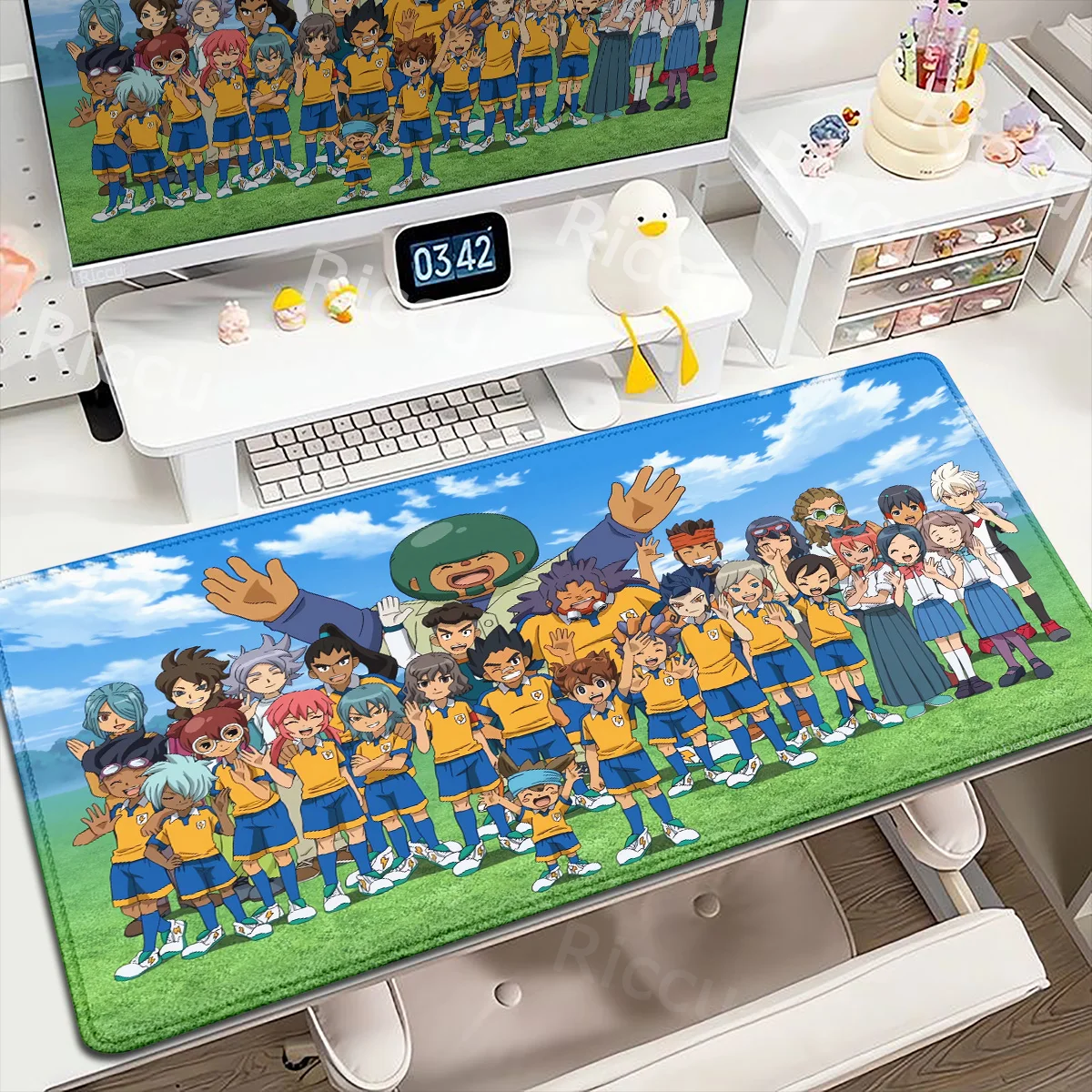 Large Size Anime Carpet Inazuma Eleven Computer Mousepad XXL Lock Edge Keyboard Game Cabinet Deskmat Gaming Accessories Mice Mat