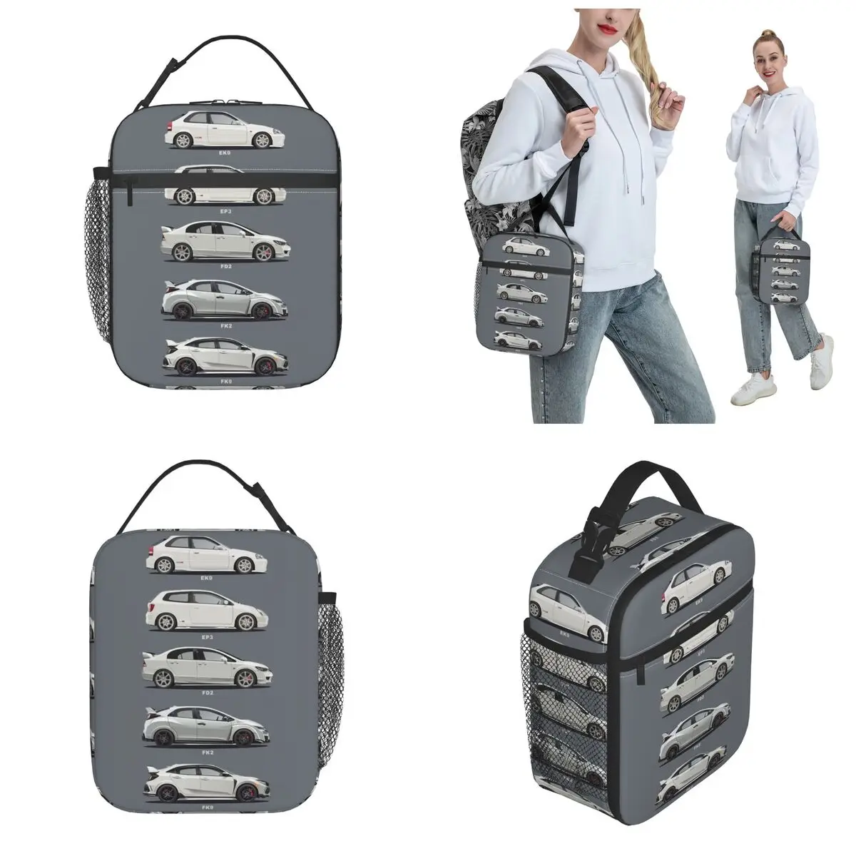 Classic Car VTEC Civic Type R Type-R Insulated Lunch Bags for Men Women Food Bag Portable Cooler Thermal Lunch Boxes For Work