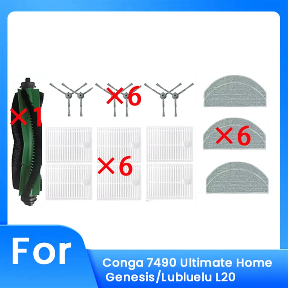 

EQAZ-19 шт. для Conga 7490 Ultimate Home Genesis/Lubluelu L20, аксессуары для подметального робота, запасные части для чистящих средств