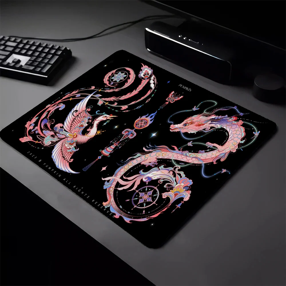 Gaming Laptops Small Keyboard Pad Mouse Chinese Phoenix Pc Accessories Pad on the Table Gamer Cabinet Computer Mat Deskmat Mats