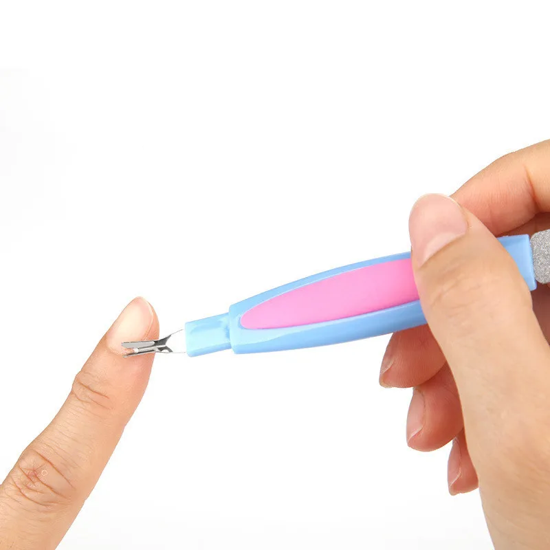 Lima per unghie Rimozione della pelle morta Nail Art Forchetta Rimozione della cuticola Pinza Pusher Trimmer Pedicure in metallo Strumento per la cura delle unghie