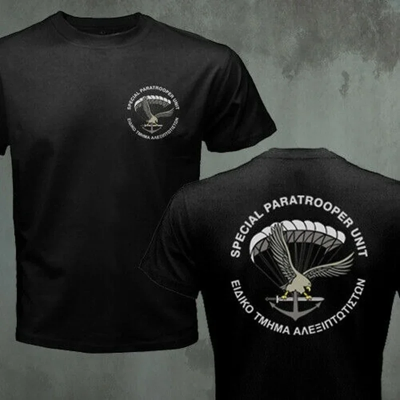 ギリシャ軍etaギリシャ特別落下傘兵airborne unit力tシャツ半袖カジュアル綿100% oネック夏のtシャツ