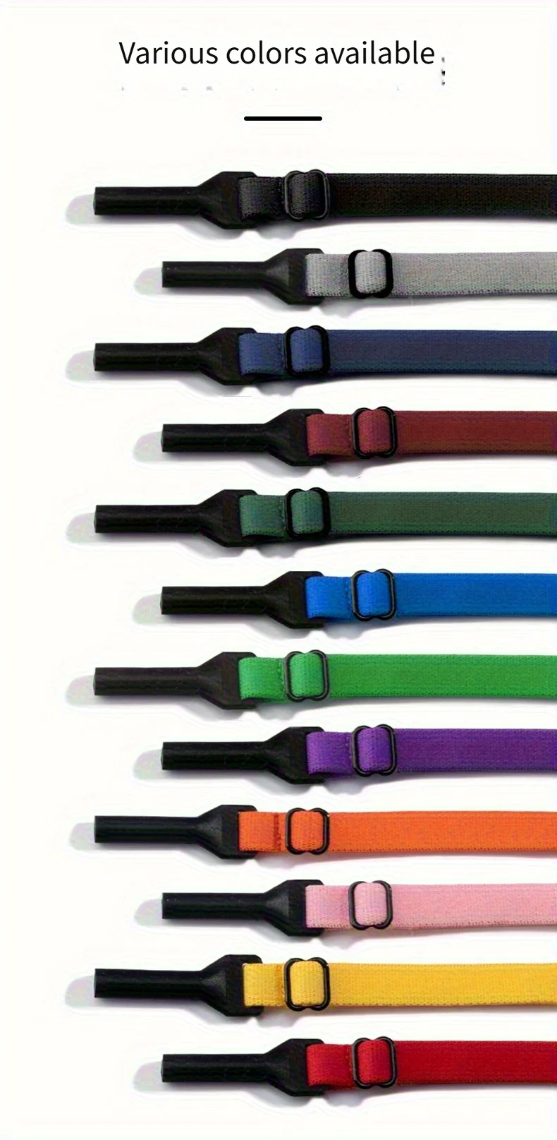 Buntes elastisches Seil, Polyester, Silikon, Metall, Brillenband, rutschfest, für Erwachsene, Rahmenbefestigungszubehör – Detail 2