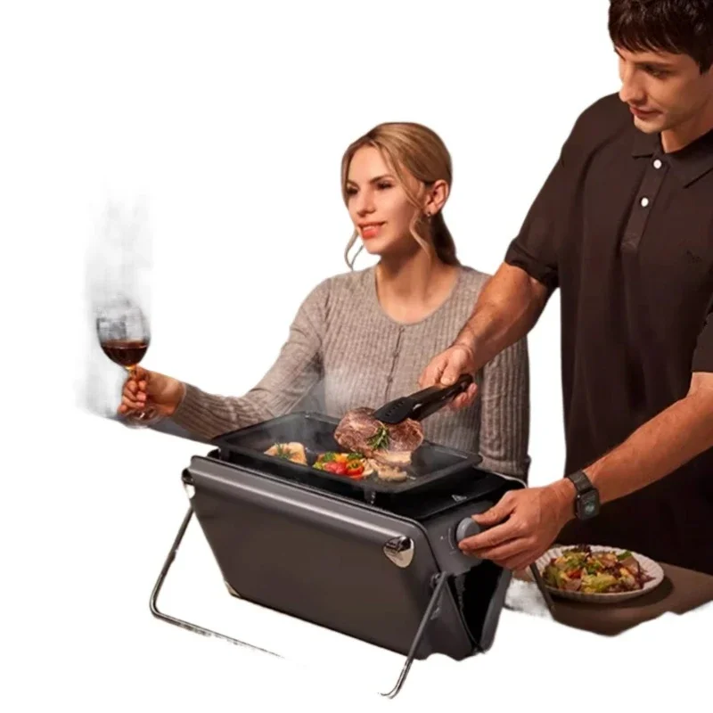 Foldable Portable Foldable Grill Outdoor 3 in 1 Mini BBQ Grill Briefcase Style Outdoor Camping BBQ Briefcase Grill