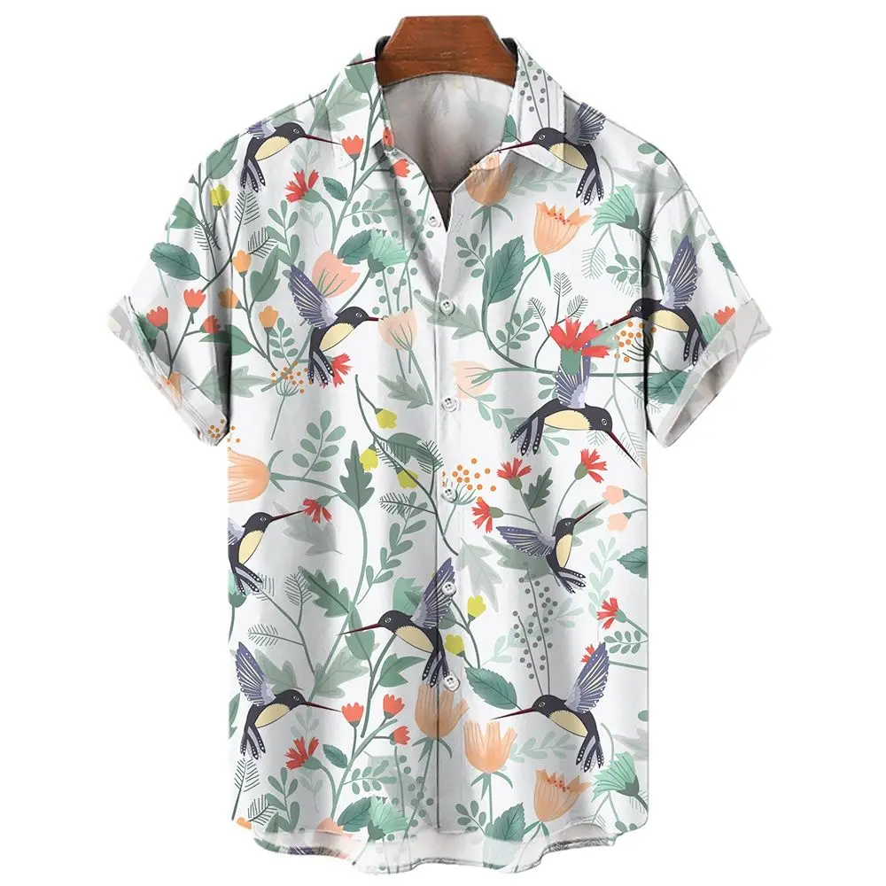 Men\'s Hawaiian Shirts Aloha Short Sleeve Top Casual Beach Social Blouse Holiday Print T-Shirts Oversized Tees Shirt Men Clothing