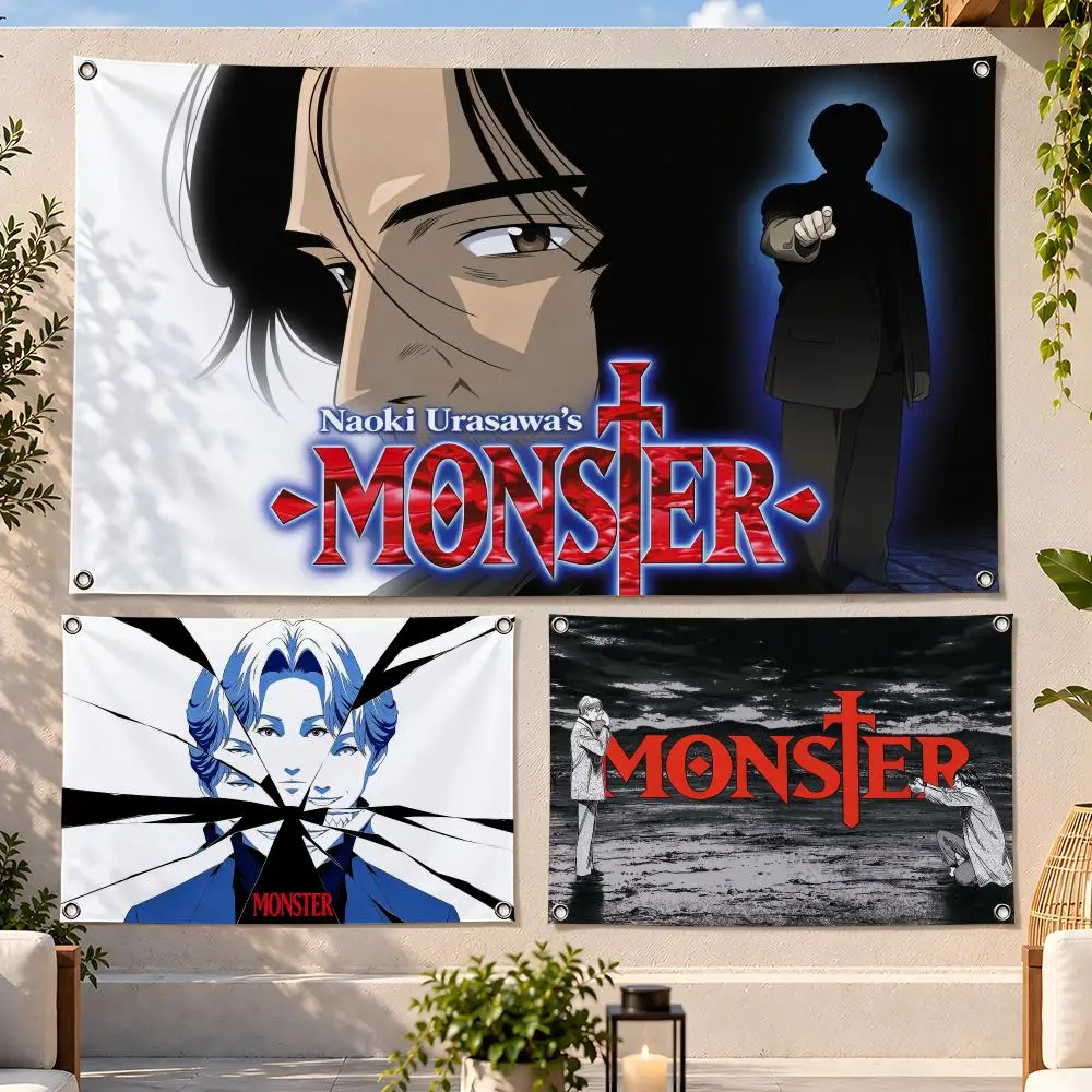 Anime Dark Thriller Monster Flags Fan Flag Banner Wall Hanging Outdoor Yard Camping Dorm Garage Party Home Decor Gift
