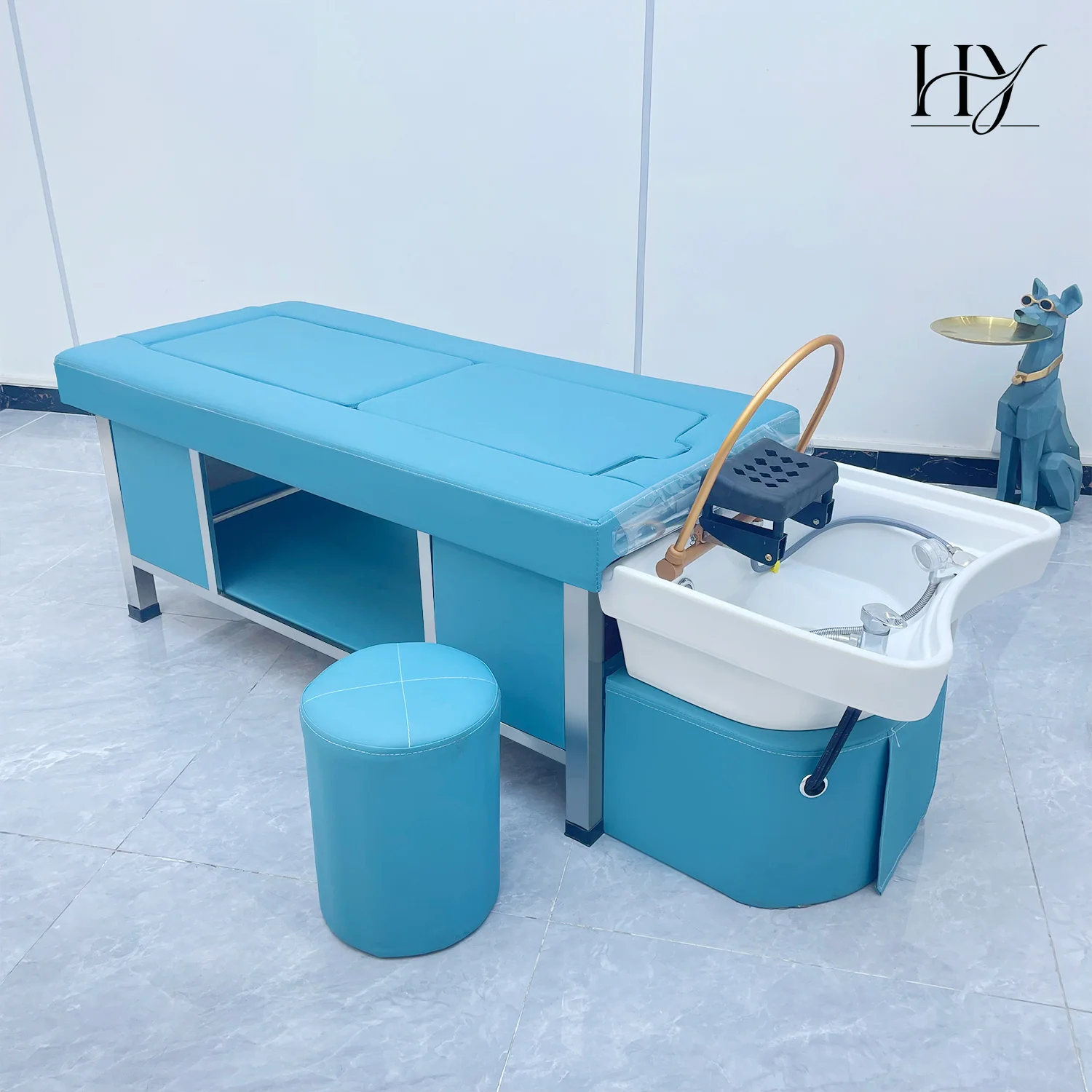 Full Lie Down Thai Head Therapy Shampoo Bed Fumigation Steamer Water Circulation Spa Bed For Hair Salon Barber Shop