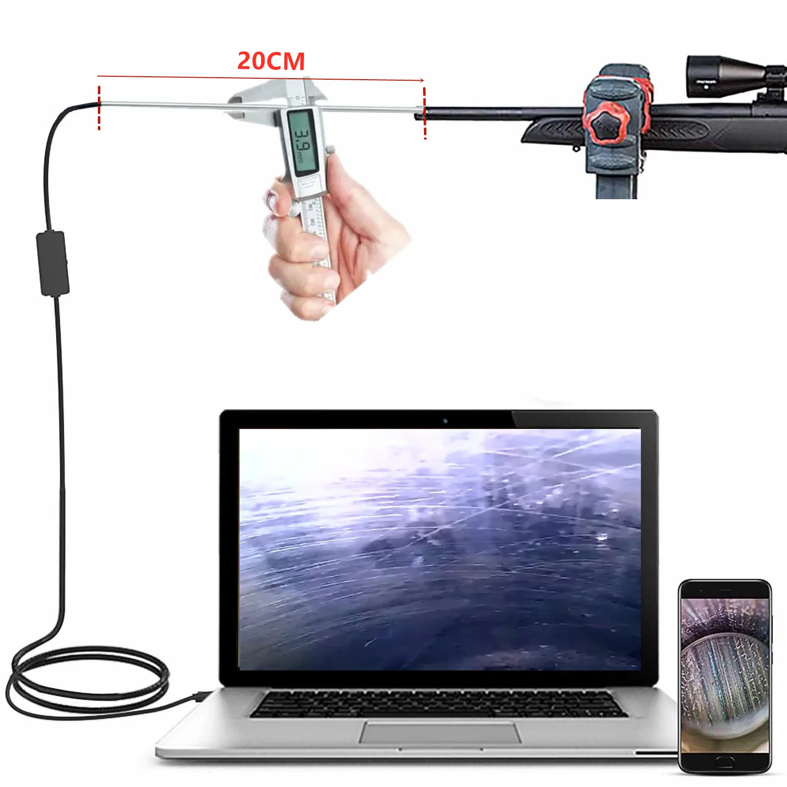 3 IN1 3.9mm/5.0mm 1080P HD Rod Endoscope 90° Wide Angle Macro Range Inspection Borescope Camera For Android PC Tablet Type-C