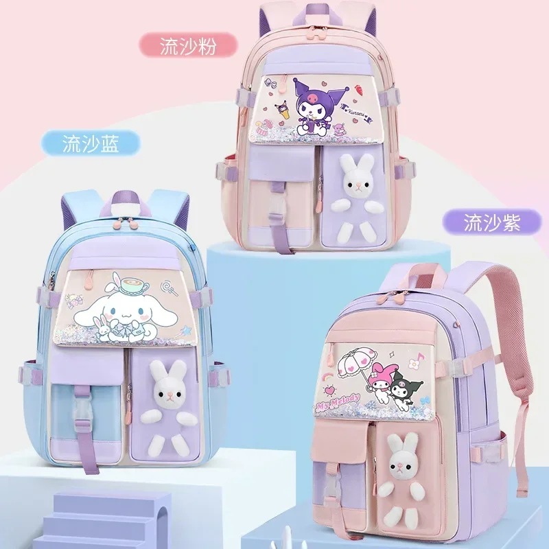 

Sanrio Anime Kawaii Cinnamoroll Plush Doll Schoolbag Kuromi Cute My Melody Eduction Storage Book Backpack Gifts for Kids