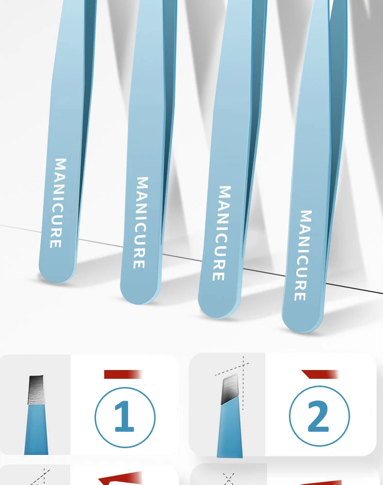 Augenbrauen Pinzette bunte Haare Schönheit feine Haare Puller Edelstahl schräg Augenbrauen Clips Entfernung Make-up-Tools – Detail 5