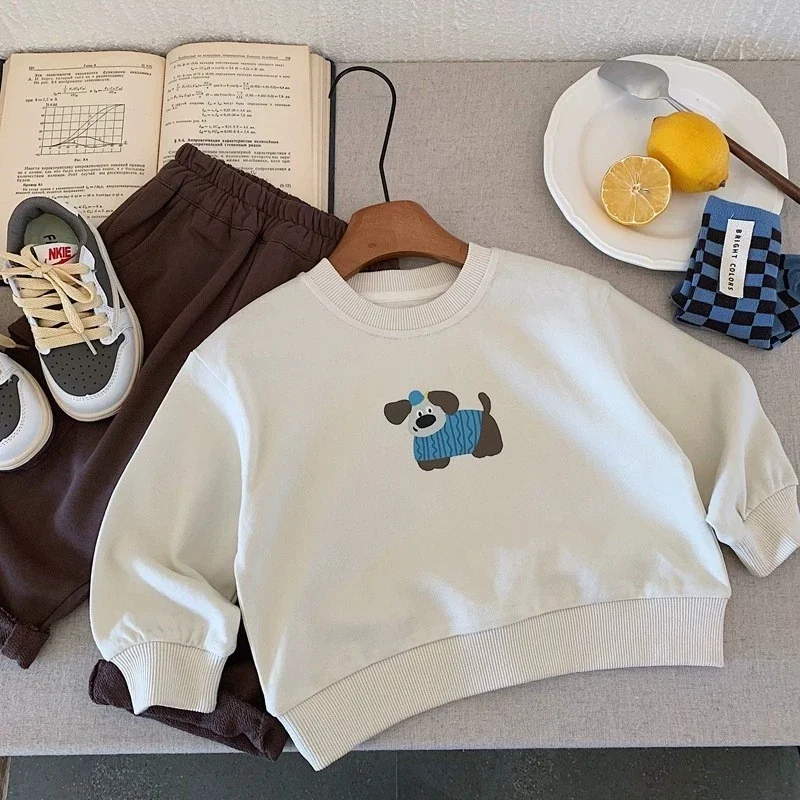 

2026 Autumn New Children Sweatshirt Boys Girls Cartoon Print Pullover Cotton Kids Long Sleeve Casual Sweatshirt Baby Loose Tops