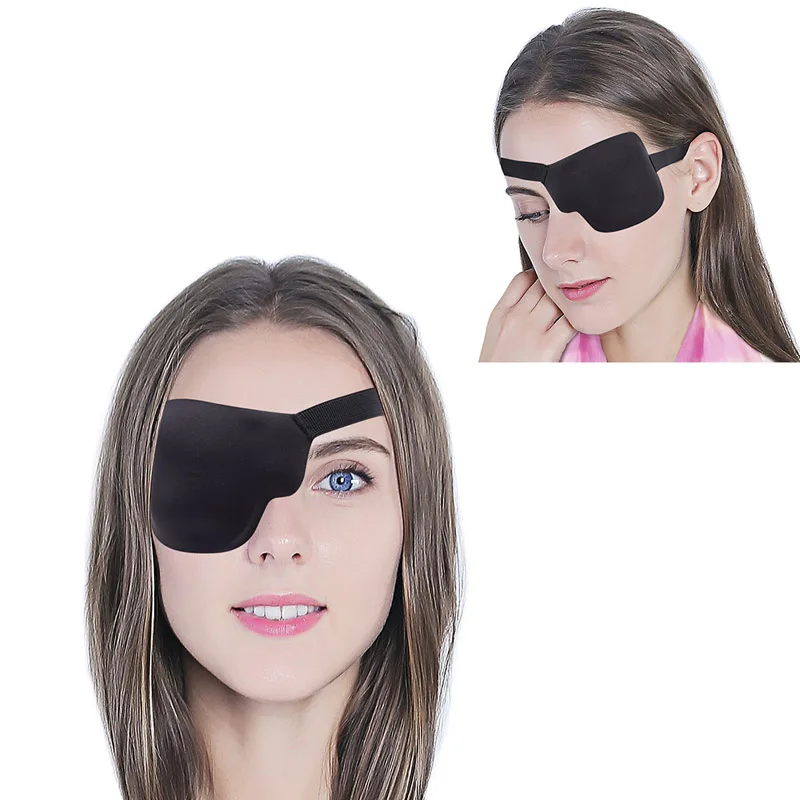 Unisex Adjustable Concave Eye Patch Kid Pirate Cosplay Costume Black Single Eye Patch Washable Eye Patch Eyepatch One Eye