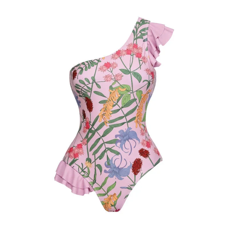 Halter 3D Flower Backless One Piece Swimsuit and Sarong Sale Clearance Sexy Beachwear Vacation Wear