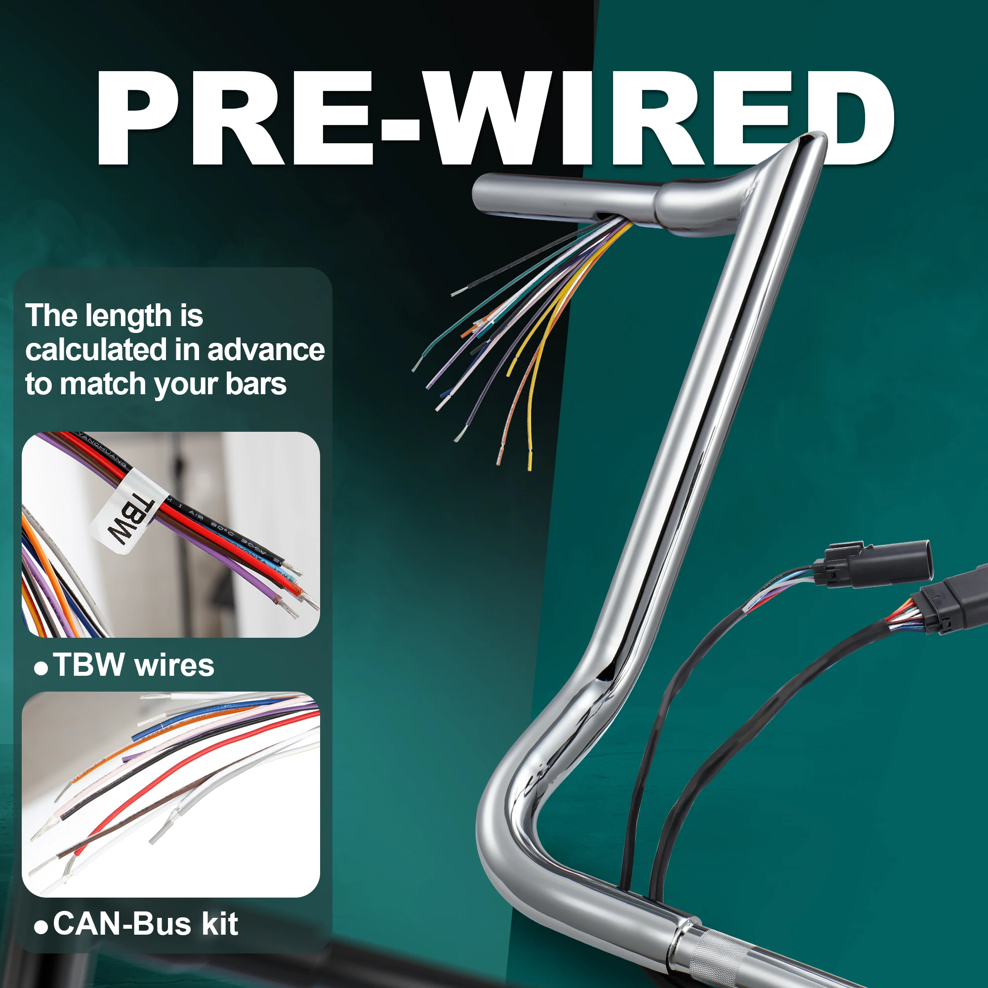 مقود Meathook بسلك مسبق للارتفاع مقاس 10/12/14 بوصة لدراجة Harley 2008-2013 Street Glide Electra Glide Ultra Limited Classic #3