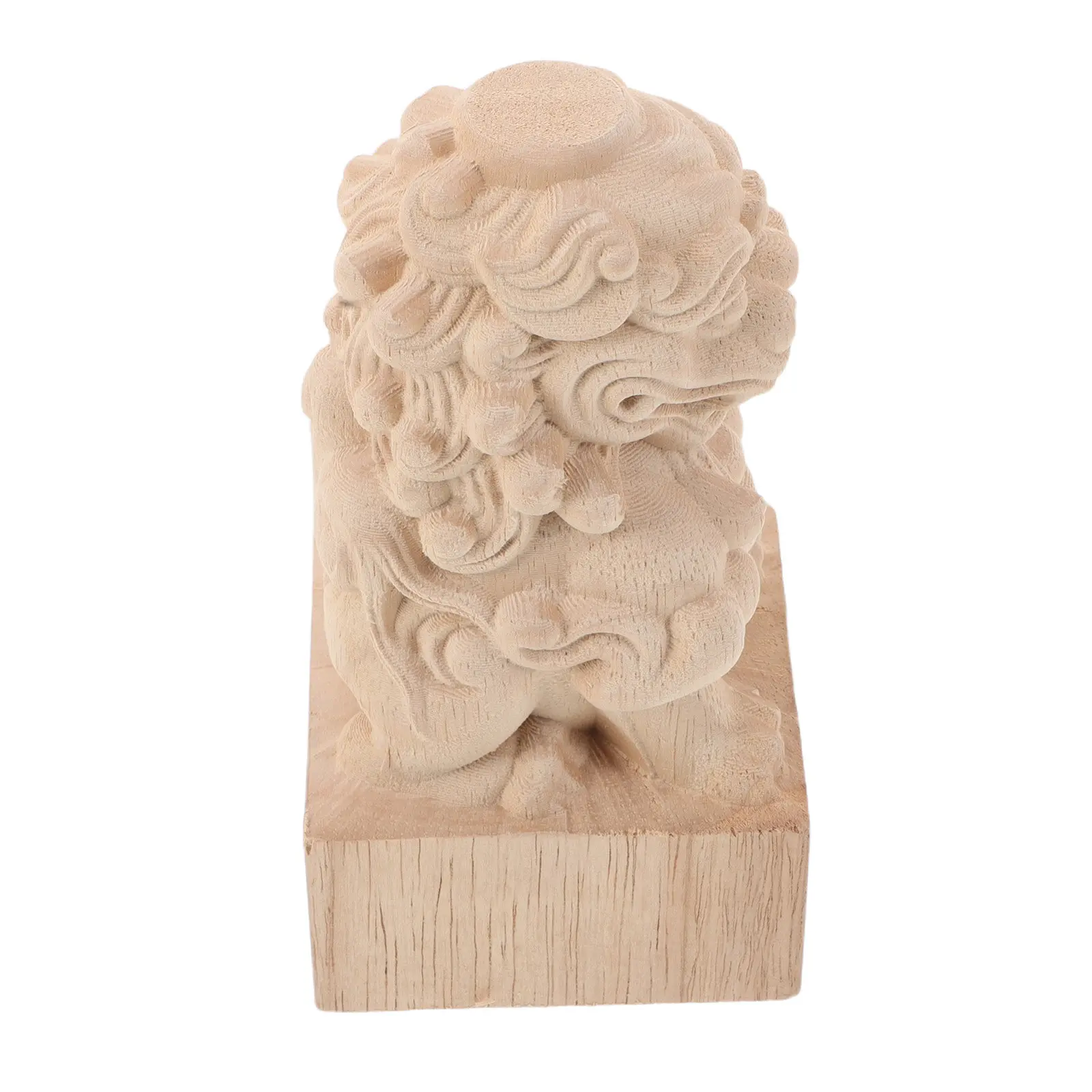 8x8x15cm Wood Lion Finial Unfinished Staircase Handrail Post Carved Wood Finial Ends DIY Craft Decorative Railing Ornament