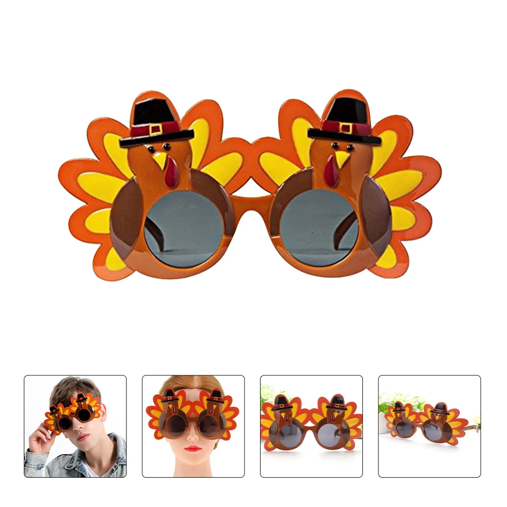 

Funny Plastic Thanksgiving Day Eyewear Creative Turkey Design Glasses Party Decoration Props 2Pcs