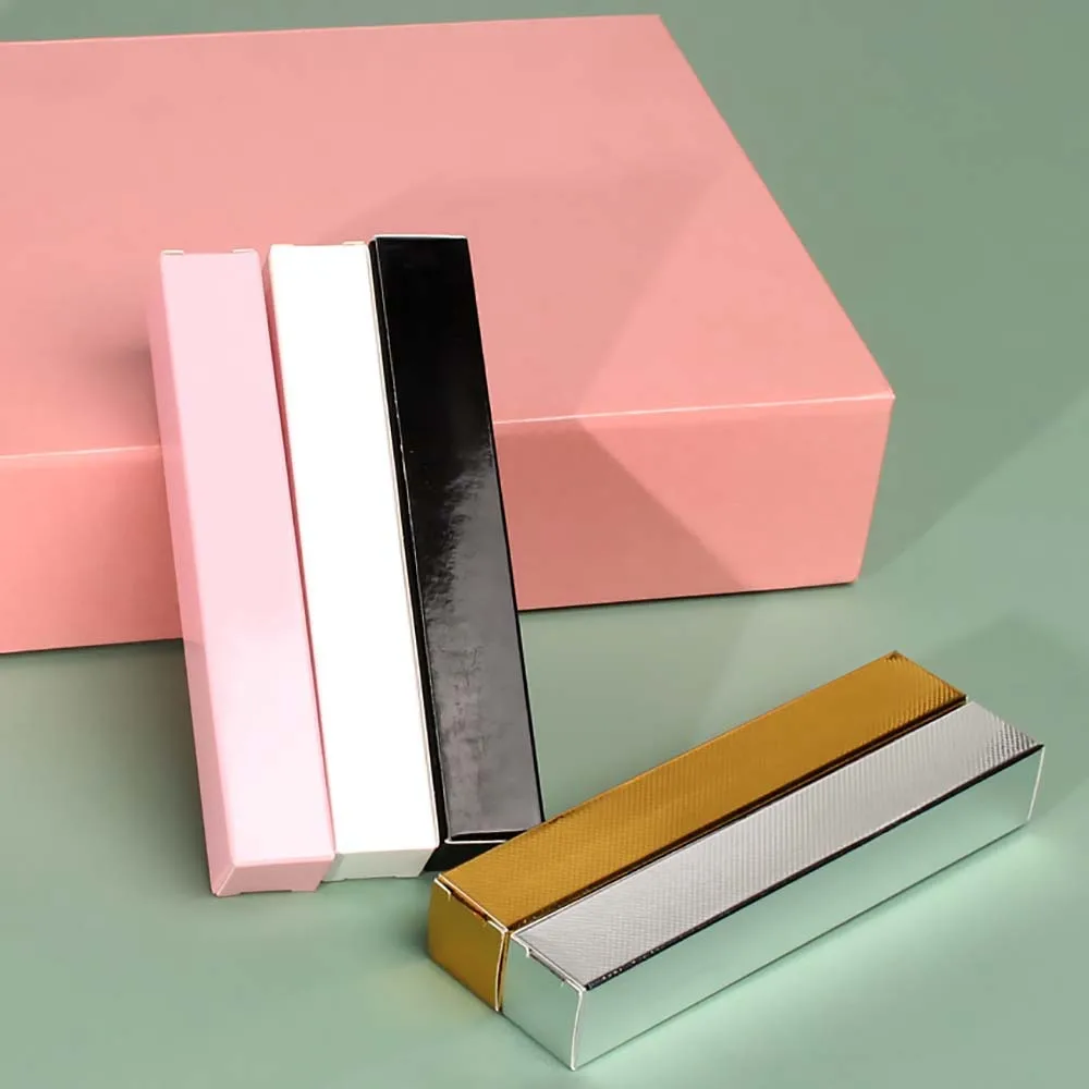 Lip Gloss Tube Package Boxes Custom Logo Luxury Pink Liquid Lipstick Mascara Paper Box Packing 22*136mm 50pcs/lot Wholesale