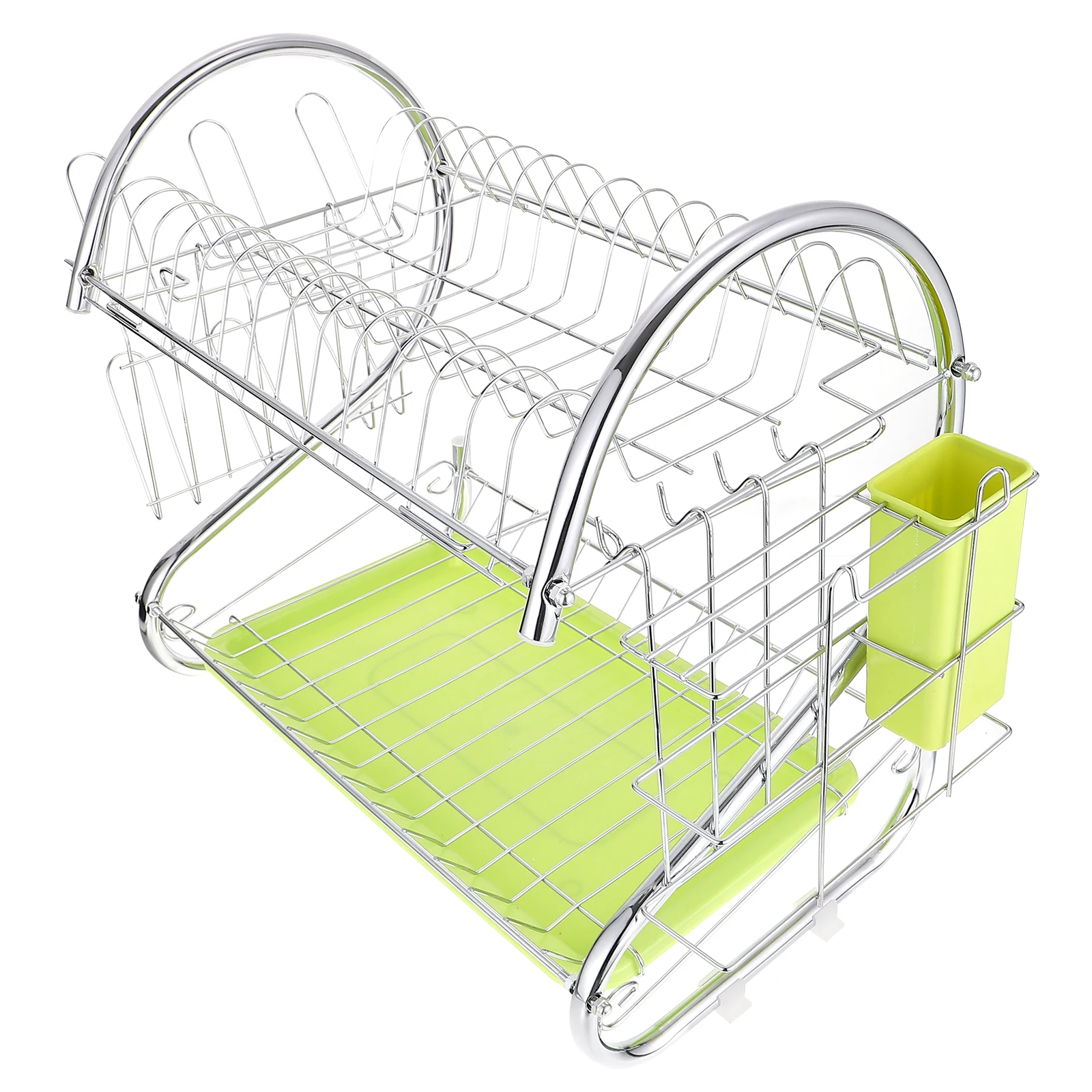 

Dish Drying Rack Tableware Holder Double Layer Kitchen Tool Drainage Design Storage Bowls Plates Utensils Suitable Families