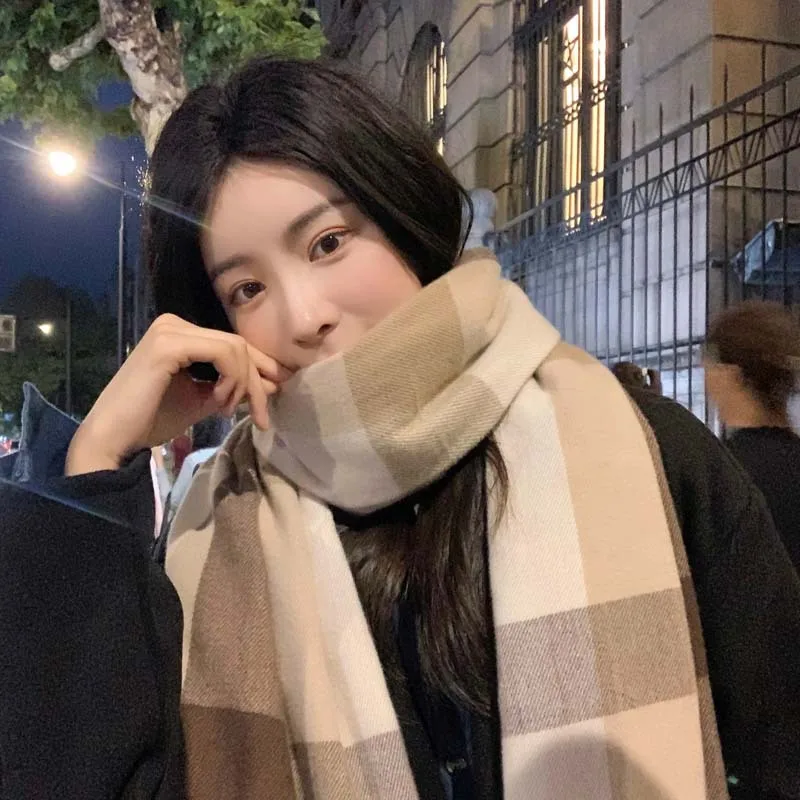 

Winter Women Classic Lattice Pashmina Scarf Soft Shawls Wraps Handkerchief Towel Warm Plaid Scarf Versatile Tassel Shawl Scarf
