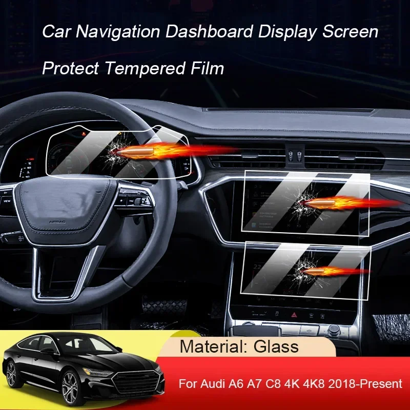 

Car GPS Navigation Screen Protect Tempered Film Auto Accessories For Audi A6 A7 C8 4K 4K8 2018-Present Dashboard Display Sticker