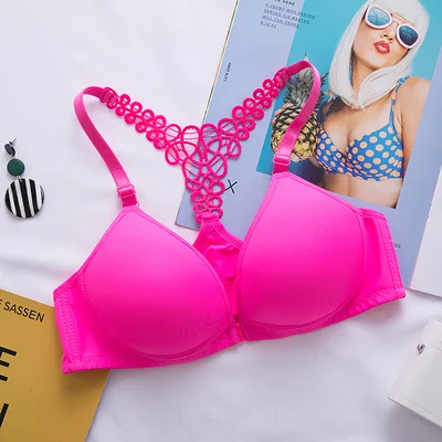 Front Closure Bras Lift Up Lingerie for Women Push Up Cross Back Underwear Seamless Sports Support Fitness Solid Color Bras