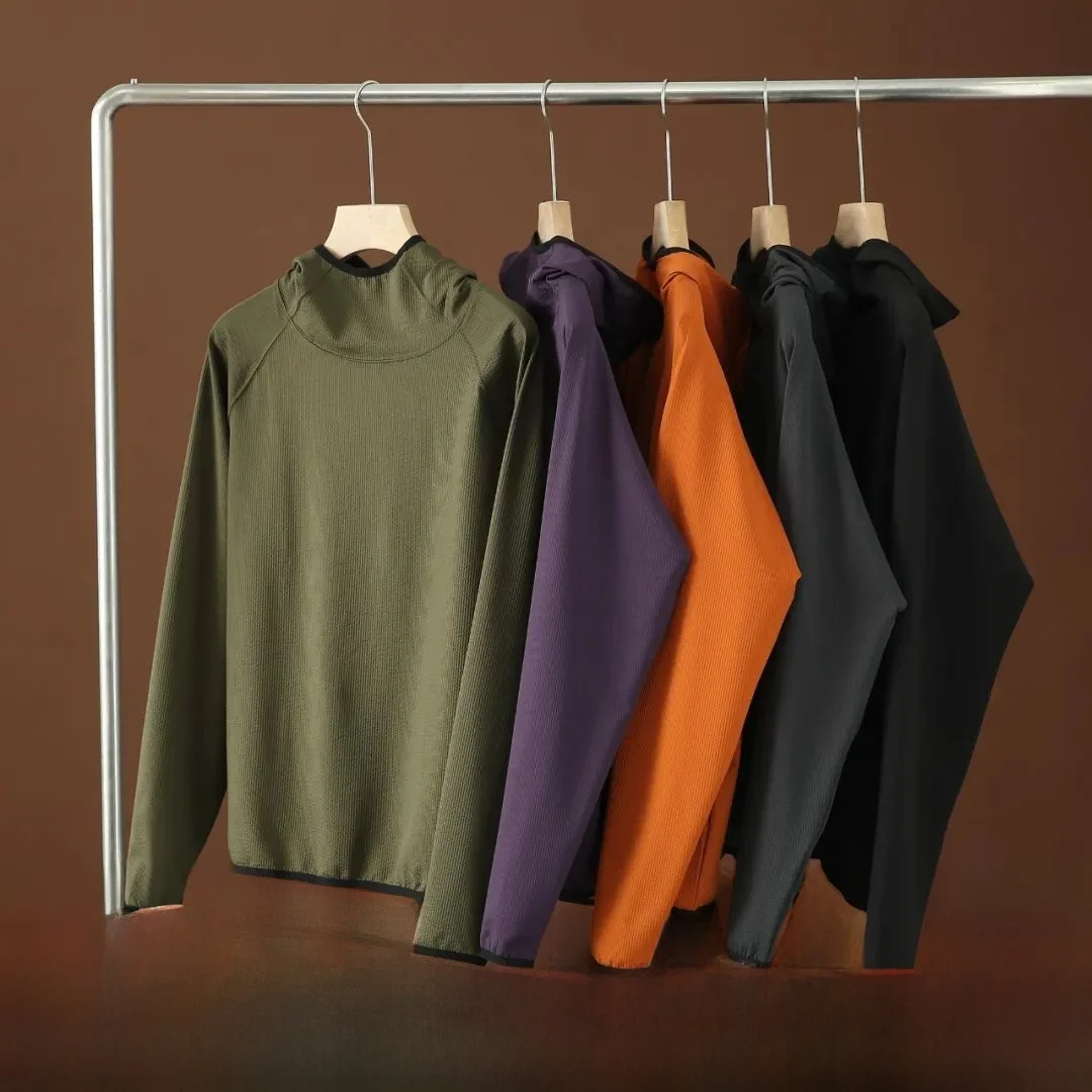 

Dingli Main Prtion Bubble Cloth Texture Men's Outdoor Qui Dry Breathable Long Sve Hoodie Sportswear for Autumn