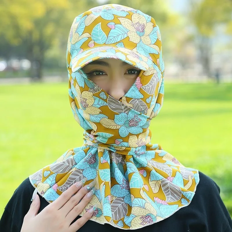 

Чайная шляпа с защитой от УФ-излучения цветов, портативная полиэстеровая солнцезащитная шаль, кепка в китайском стиле, мягкая защитная шляпа для шеи, уличная