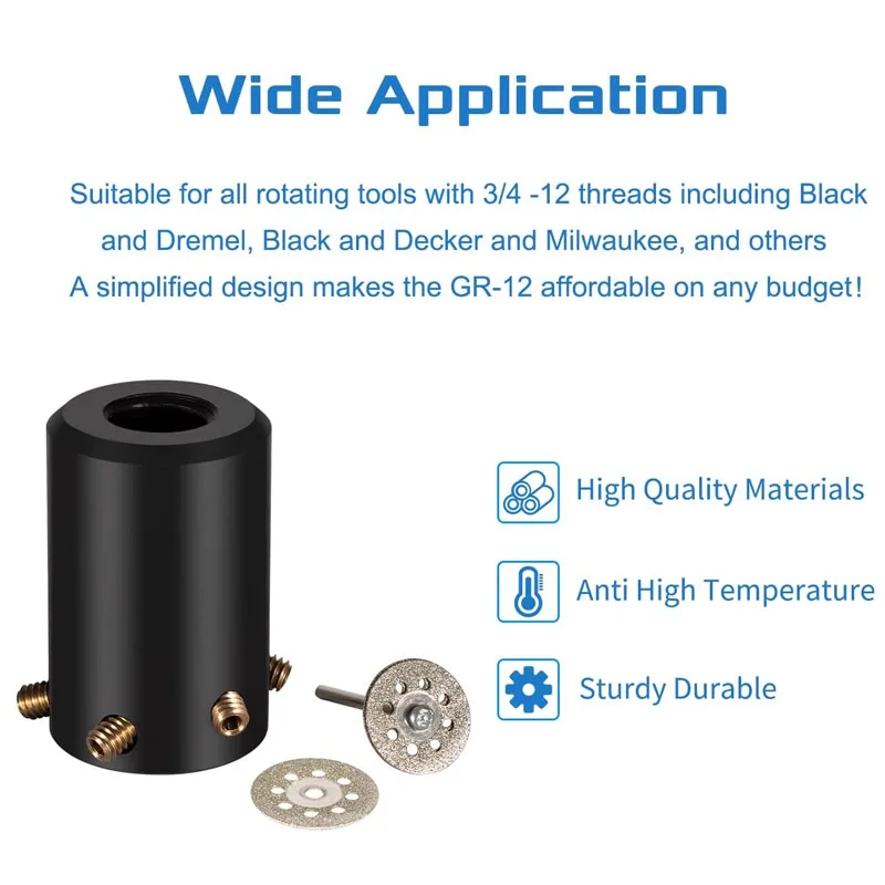 Accesorio de molienda de tungsteno GR-12, herramienta de soldadura TIG para rotativo con rosca 3/4-12