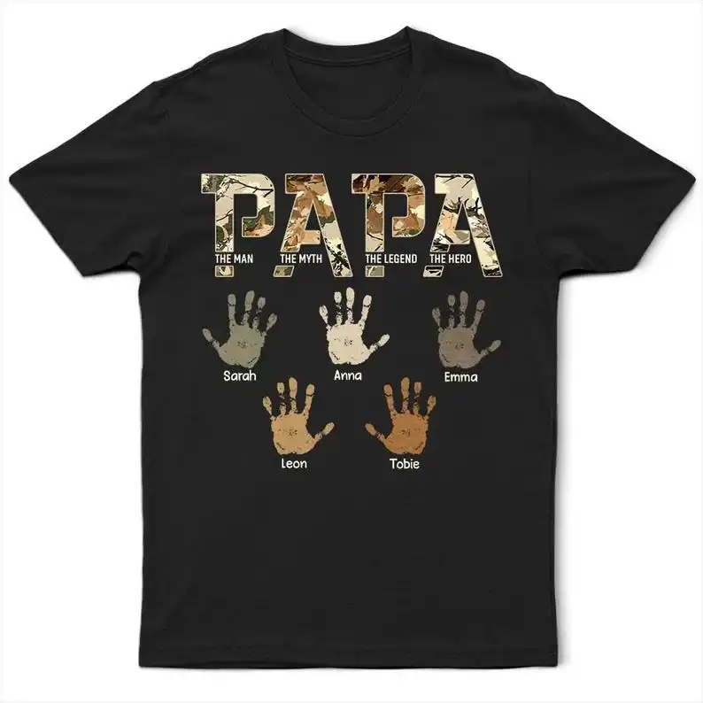Family Style T Shirt Custom Handprint Legend Print Personalized Design For Dad Grandpa Family Party