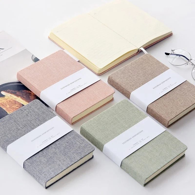 Notebook Linen Hard Cover style Blank/Grid pages Diary Planner Sketch Student Stationery School office supplies