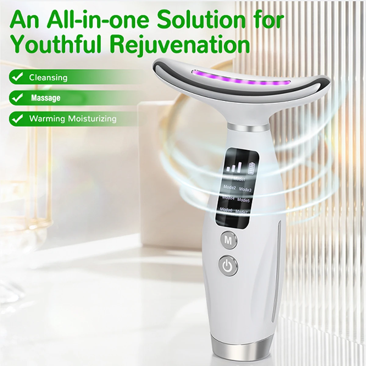 7 colour light neck instrument, face and neck whole body beauty massage, three gears 7 modes with screen display 3
