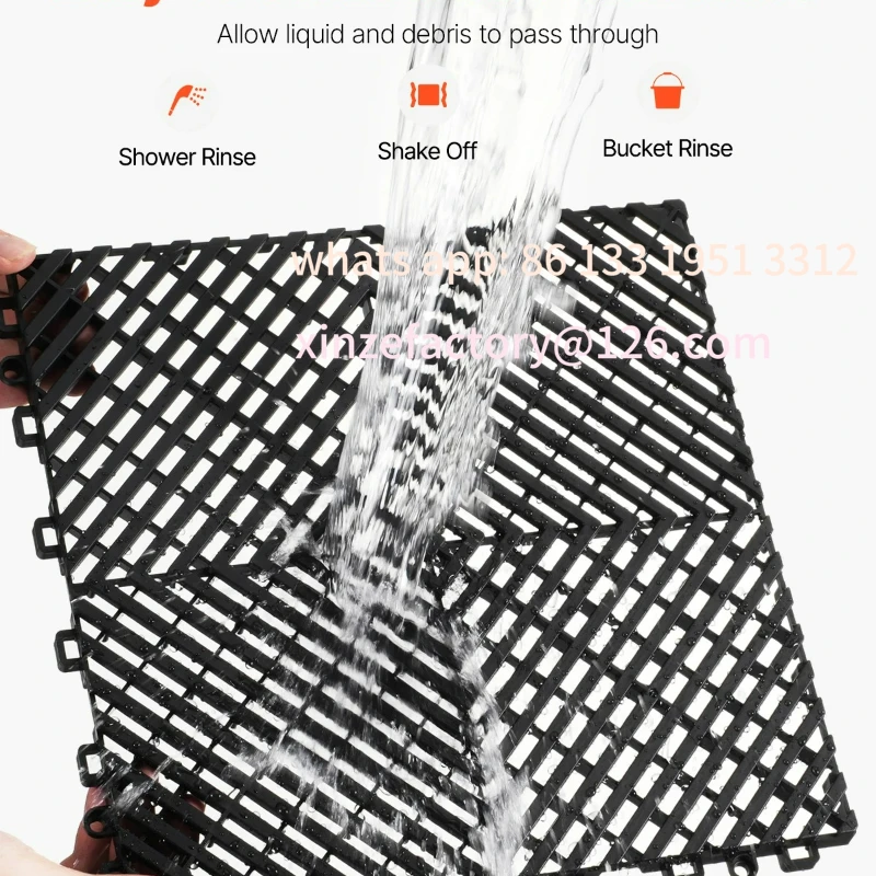 حصيرة تصريف متشابكة قابلة للتخصيص 12 بوصة × 12 بوصة 12/24/40/50/55 قطعة حصير ربط أرضية تصريف PP غير قابلة للانزلاق #4