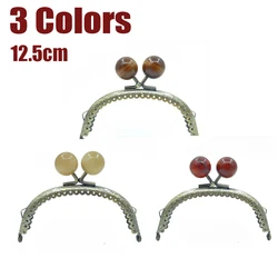 12.5cm Metal Purse Frame Clasp Handles with Candy Beads for Coin Clutch Handbag DIY Purse Accessories Making Kiss Lock Wholesale