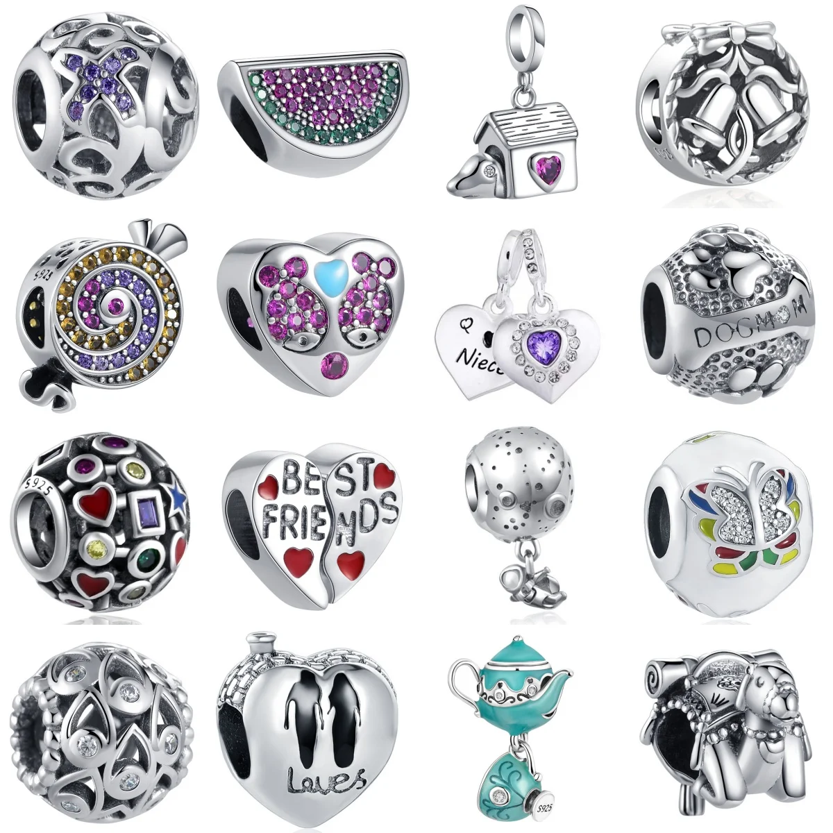 Charm 925 Silver Princess Skirt Cake Coffee Cup Leopard Pendant Suitable for Bracelet DIY Women's Exquisite Jewelry Accessories - view 5