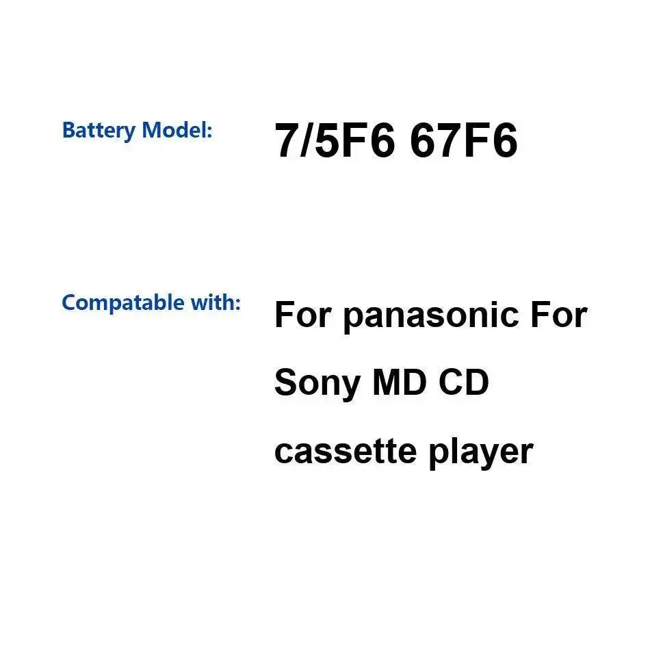 

Для Panasonic для Sony MD CD кассетный плеер портативный музыкальный плеер высокой емкости аккумулятор 1450 мАч 7 5F6 67F6