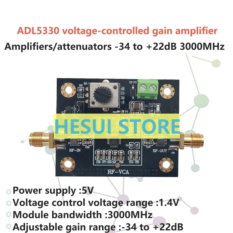 ADL5330 wideband voltage variable gain amplifier module 20dB gain high linear output power