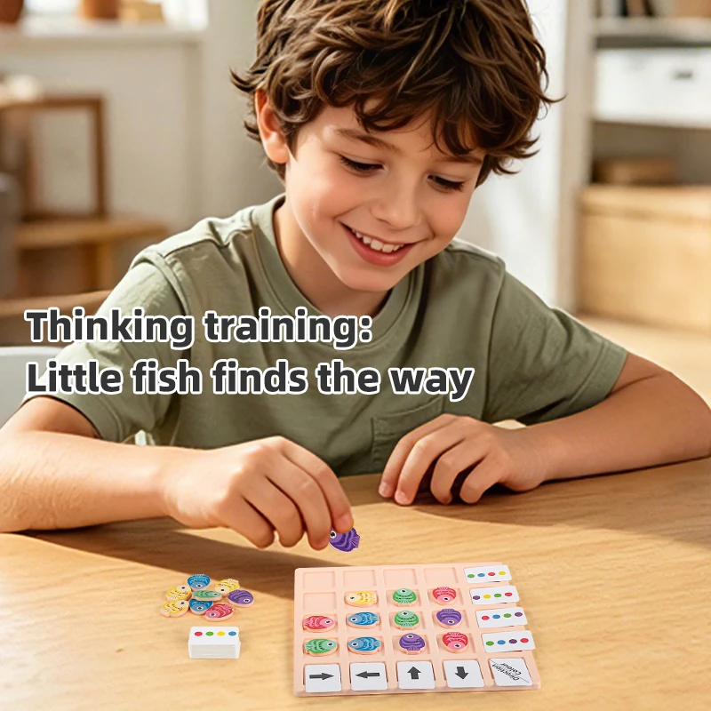 Small fish find direction, children's logical thinking training , Color Cognition Educational Battle Battle Board Game toys