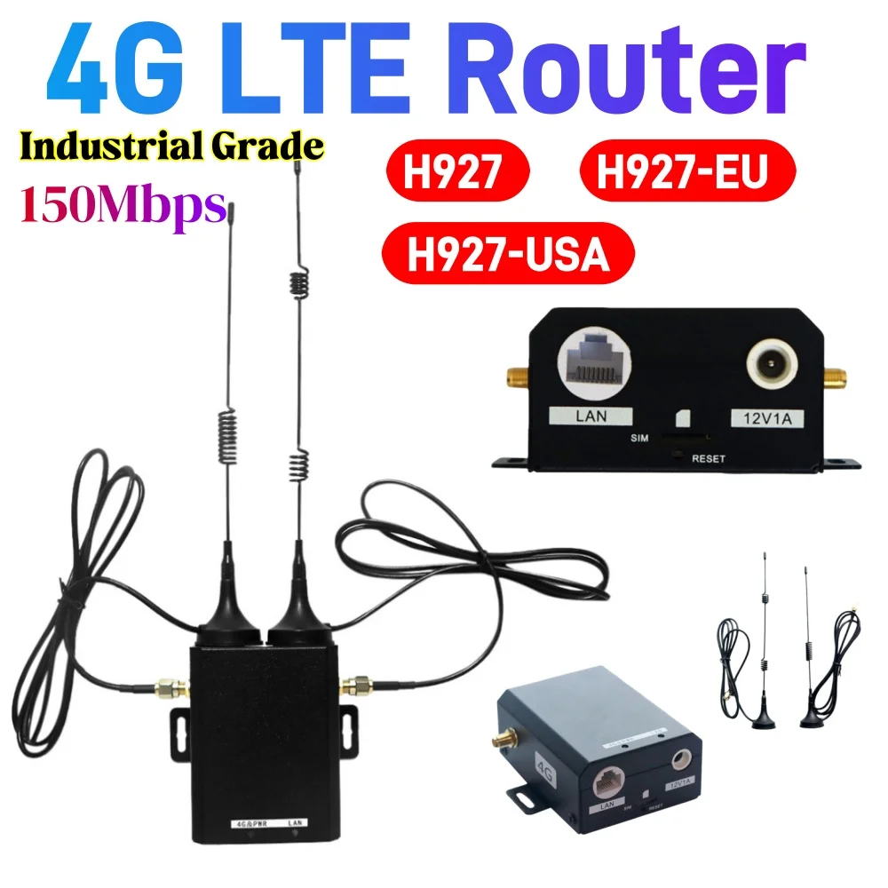 H927 WiFi Router Industrial Grade 4G LTE SIM Card Router 150Mbps with External Antenna Support 16 WiFi Users for Outdoor
