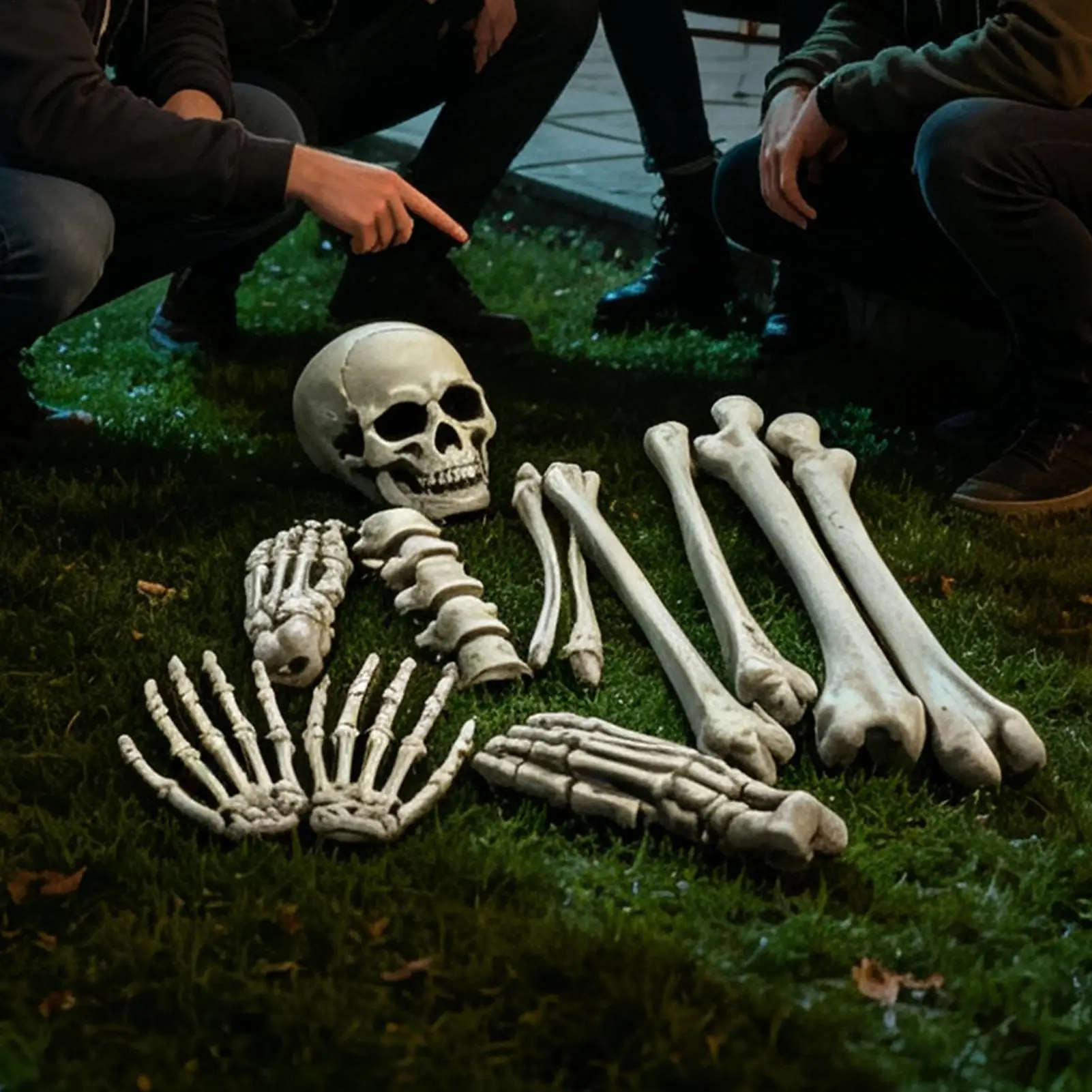 Skeleton Decor Realistic Halloween Graveyard Skeleton Props Haunted House Bones Decor For Backyard Lawn Garden Outdoor Party