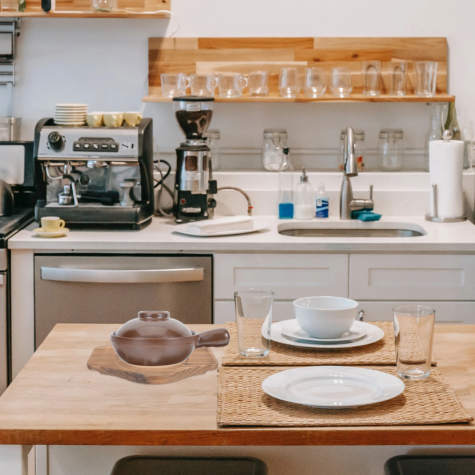 

Thickened Wooden Base Plate for Stone Pot Heat Proof Tray Anti-Scald Pot Mat Multi-Purpose Kitchen Gadget Home Restaurant Use