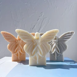 Fairy Angel Figurine Silicone Mold Floral Fairies Art Sculpture Soy Wax Candle Mould Butterfly Fairy Statue Gardening Crafts