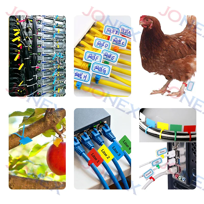 100PCS Plastic Ties Nylon Cable Labels Zip Tie Wraps Self-locking Multi-Color Tags For Wire Management Office Garden Organiser
