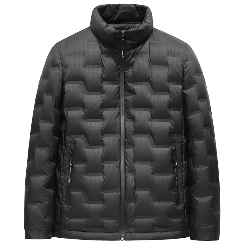 

2022 Winter Men's Fashion White Duck Down Outerwear Male Stand Collar Solid Color Coats Men Business Casual Down Jackets V43