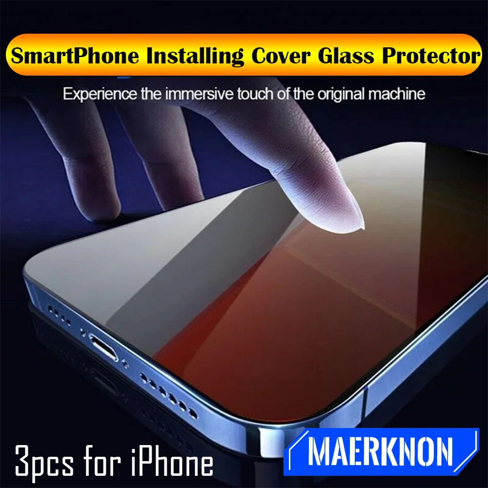 

SmartPhone Privacy Anti-peeping Glass Protector Installation tools 3Pcs 8K Dust Free Glass For IPhone 16 15 14 13 12 11 Pro Max